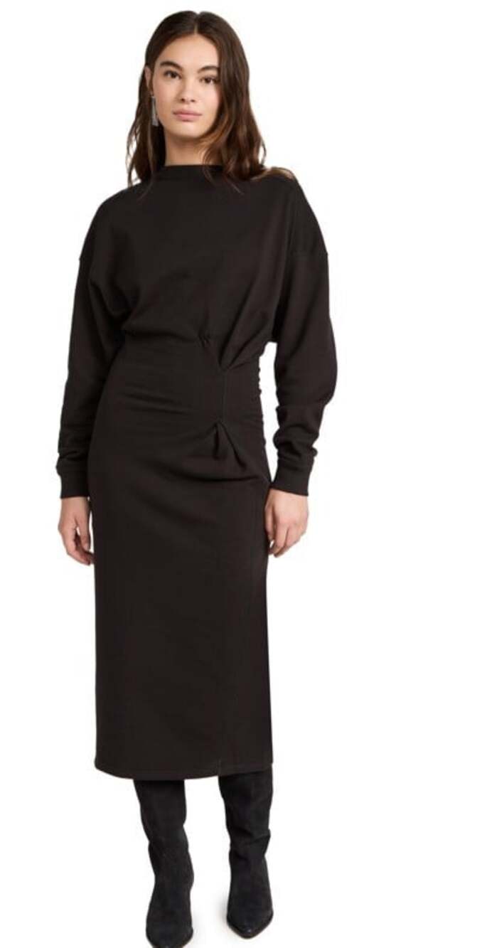 Isabel Marant Etoile Meg Sweatshirt Dress US 2 FR 34 Womens Faded Black $475